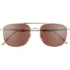 Tom Ford Jake 56mm Navigator Sunglasses In Gold
