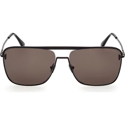Tom Ford Jake 60mm Navigator Sunglasses In Brown
