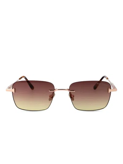 Tom Ford Jake Rectangle-frame Sunglasses In Gold