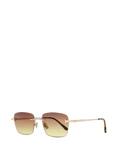 Tom Ford Jake Rimless Rectangle-frame Sunglasses In Red