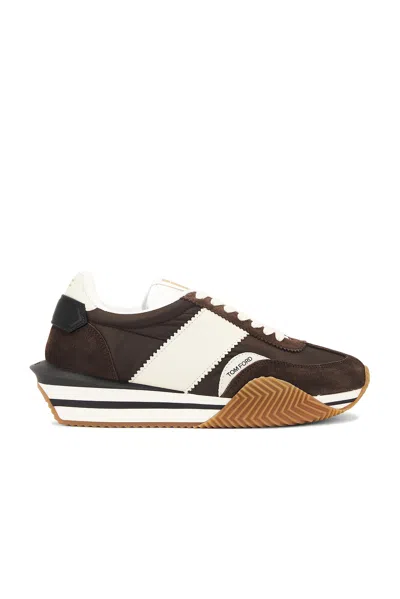 Tom Ford James Sneaker In Ebondy  Ivory  & Cream