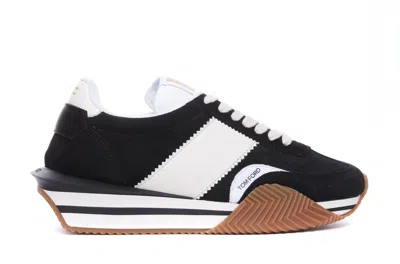 Tom Ford James Panelled Flatform Sneakers In Brown