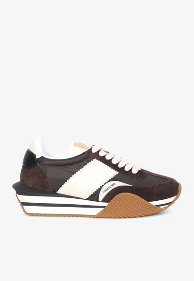 Tom Ford James Suede And Mesh Sneakers In White