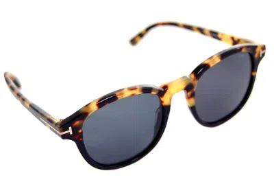 Pre-owned Tom Ford Jameson Mens Sunglasses Tf752 56a Soft Square Tortoise Brown Black Grey In Gray