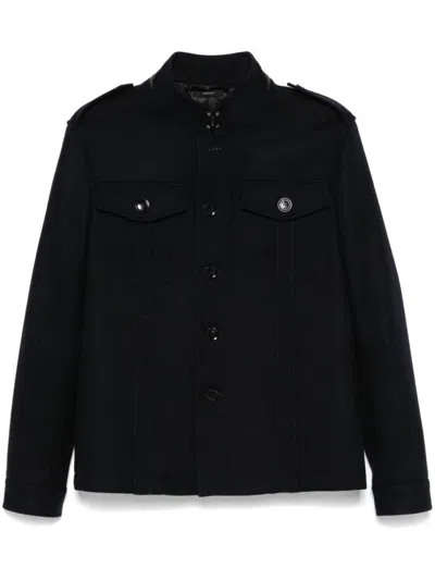 TOM FORD JAPANESE LIGHT FELT STAND COLLAR OVERSHIRT