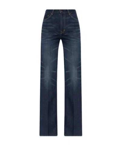 Tom Ford Japanese Stonewashed Comfort Denim Flare Jeans In Blue