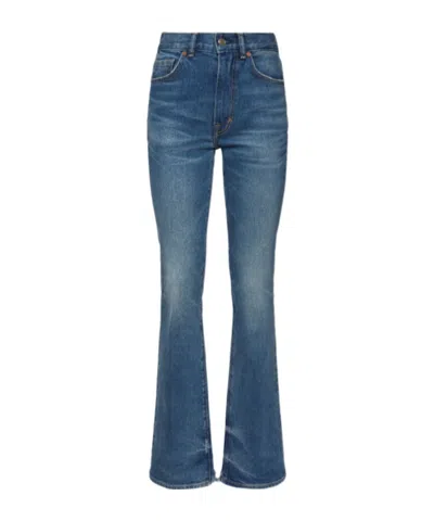 Tom Ford Japanese Stonewashed Denim Flared Jeans In Blue