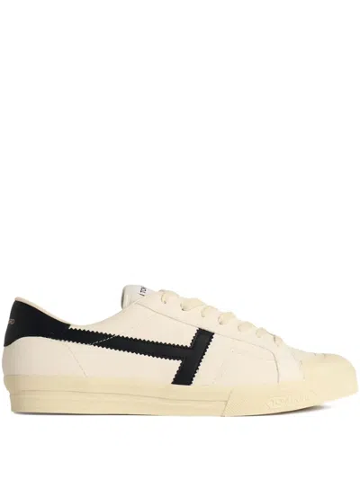 Tom Ford Jarvis Leather Sneakers In Neutral