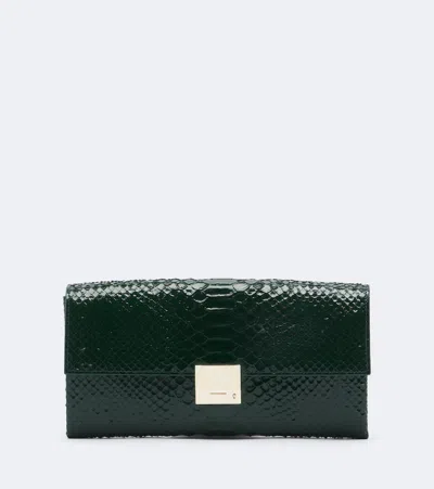 Tom Ford Jean Small Snake-effect Leather Clutch In Green