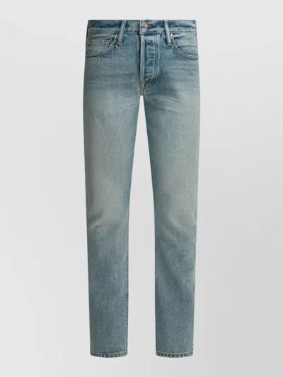 Tom Ford Jeans Belt Loops Faded Wash Five Pocket In Blue