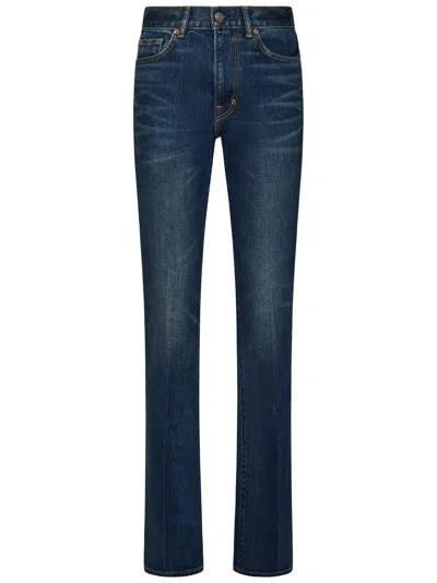 Tom Ford Stone Washed Denim Straight Fit Jeans In Blue