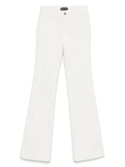 Tom Ford High Waist Wide Leg Pants In Virgin Wool Light Blush In Pink