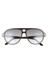 Tom Ford Jeffrey 59mm Gradient Pilot Sunglasses In Black