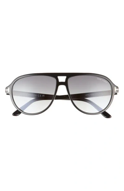Tom Ford Jeffrey 59mm Gradient Pilot Sunglasses In Black