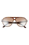 Tom Ford Jeffrey 59mm Gradient Pilot Sunglasses In Dark Havana/gradient Brown