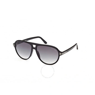 Tom Ford Jeffrey Gradient Smoke Pilot Men's Sunglasses Ft0932 01b 59 In Black