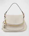 Tom Ford Jennifer Medium Double Strap Bag In Grained Leather In Chalk