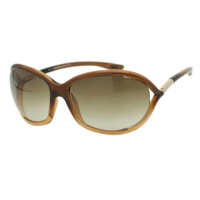Pre-owned Tom Ford Jennifer Tf8 50f Brown Gold Gradient Women's Sunglasses 61-16-120 Wcase