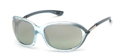 Pre-owned Tom Ford Jennifer Tf8 93q Blue / Green Mirrored Sunglasses Ft008 93q 61mm