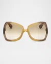Tom Ford Jerry Butterfly Acetate Sunglasses In Ylwo/brng