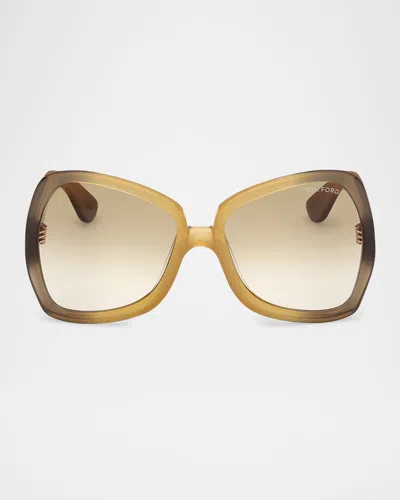 Tom Ford Jerry Butterfly Acetate Sunglasses In Ylwo/brng