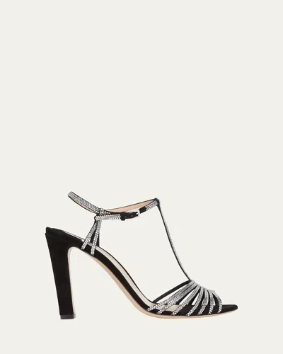 Tom Ford Jerry Suede And Crystal Strappy Sandals In Black Crystal