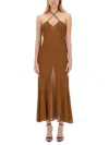 Tom Ford Viscose Jersey Knit Flared Long Dress In Blue