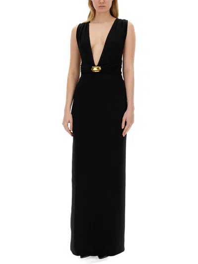 Tom Ford Plunging-neck Sleeveless Gown In Black