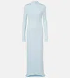 Tom Ford Crepe Jersey Long Sleeve Evening Dress Dresses Light Blue In Blue