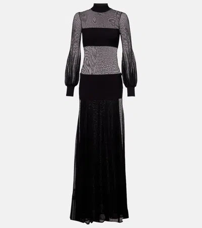 Tom Ford Sheer Turtleneck Gown In Black