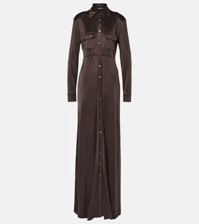 Tom Ford Chemisier Dress In Deep Brown
