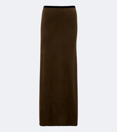 Tom Ford Jersey Midi Skirt In Brown