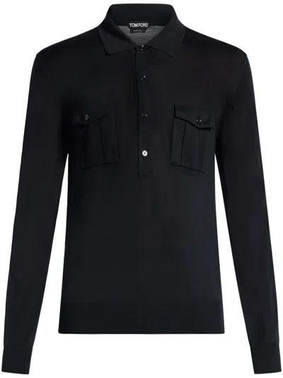 Tom Ford Jersey Polo Shirt In Black