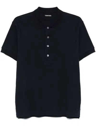 Tom Ford Jersey Polo Shirt In Blue