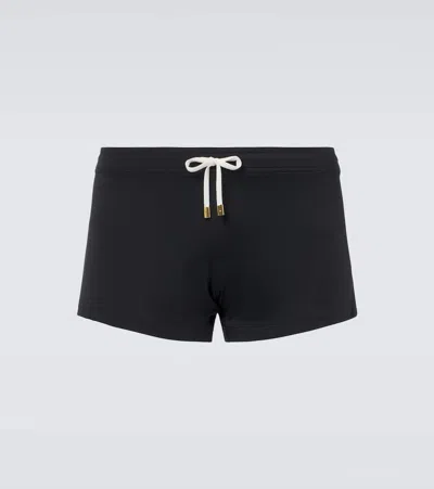 Tom Ford Jersey Swim Trunks In Black + White