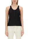 Tom Ford Cotton Blend Rib Jersey Tank Top In Black