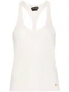Tom Ford Ribbed-knit Racerback Top In Beige