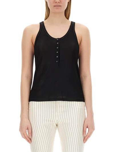 Tom Ford Cotton Blend Rib Jersey Tank Top In Black