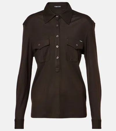 Tom Ford Jersey Top In Dark Brown