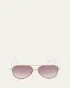 Tom Ford Jessie Metal Aviator Sunglasses In Gold