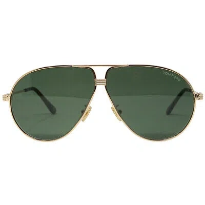 Pre-owned Tom Ford Jet Ft0734-h 28n Gold Sunglasses In Green