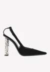 Tom Ford Jewel Heel 105 Slingback Velvet Pumps In Black