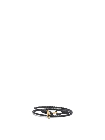 Tom Ford T-braided Leather Bracelet In Green