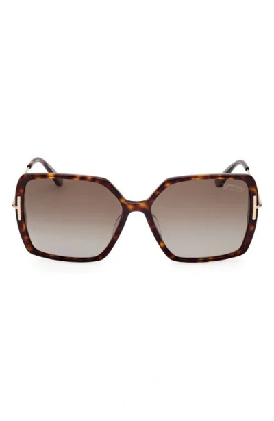 Tom Ford Joanna 59mm Polarized Butterfly Sunglasses In Brown