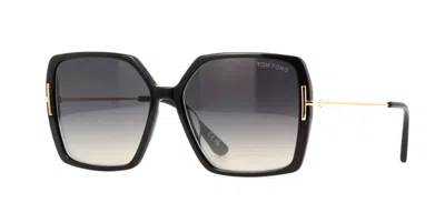 Pre-owned Tom Ford Joanna Ft 1039 Shiny Black And Gold/grey Shaded (01b) Sunglasses
