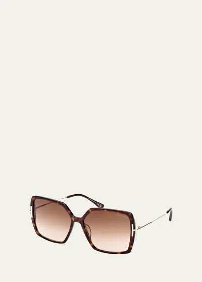Tom Ford Joanna Mixed-media Butterfly Sunglasses In Havana/brown Gradient