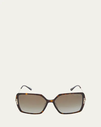 Tom Ford Joanna Mixed-media Butterfly Sunglasses In Brown
