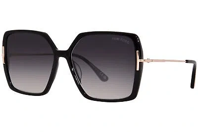 Pre-owned Tom Ford Joanna Tf1039 01b Sunglasses Women's Shiny Black/smoke Gradient 59mm In Gray
