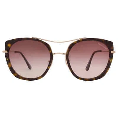 Pre-owned Tom Ford Joey Brown Gradient Cat Eye Ladies Sunglasses Ft0760 52f 56