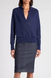 Tom Ford Johnny Collar Cashmere Sweater In Blue